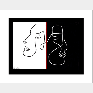 Faces Line Drawing Posters and Art